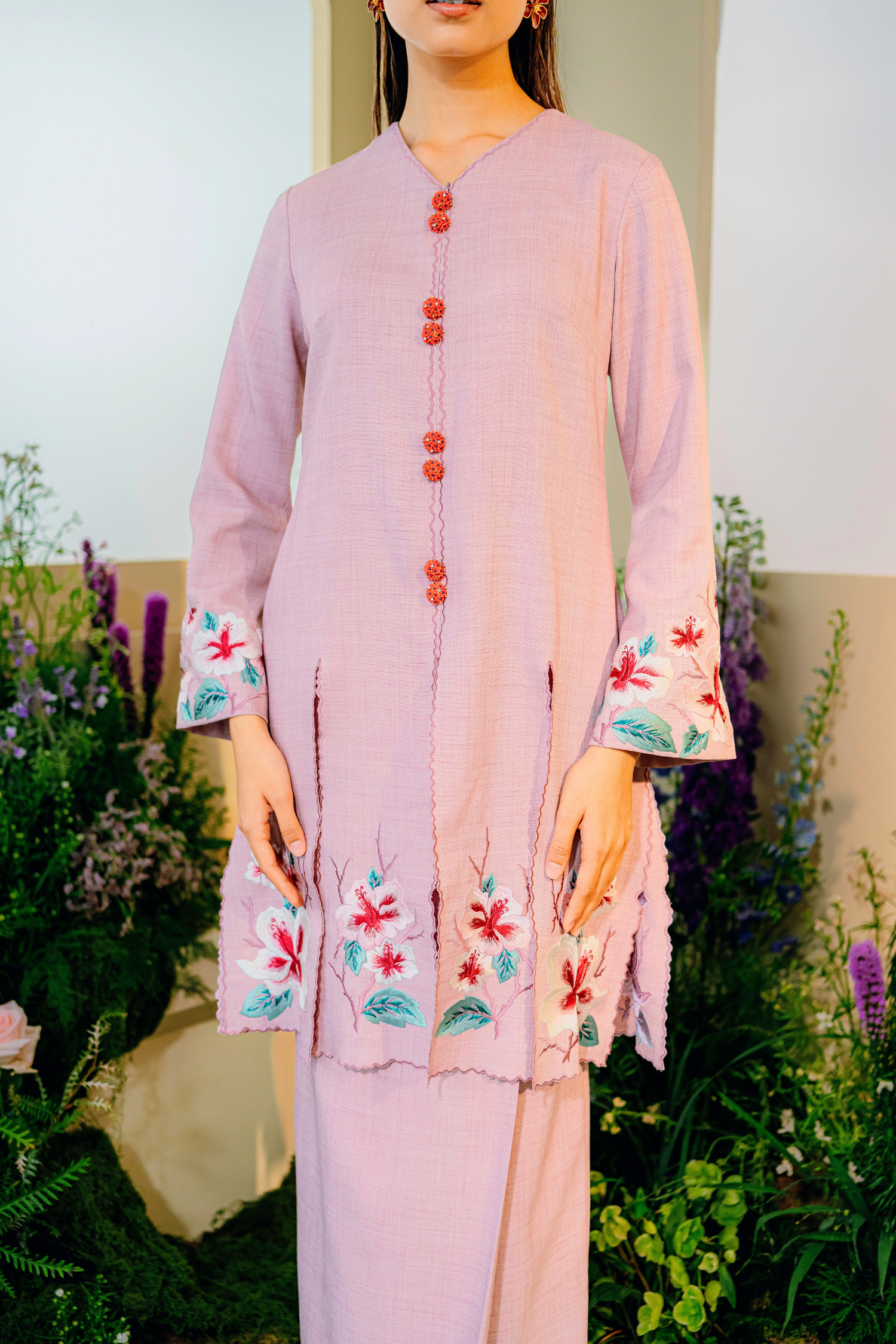 Senandung Long Modern Kurung  Summeraya 2025 in Blush Pink