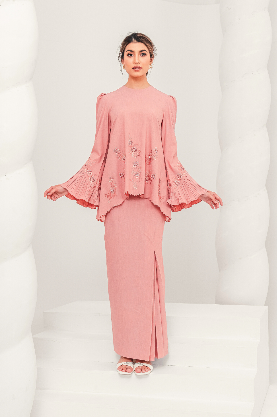 Tenang Modern Kurung Summeraya in Dusty Peach