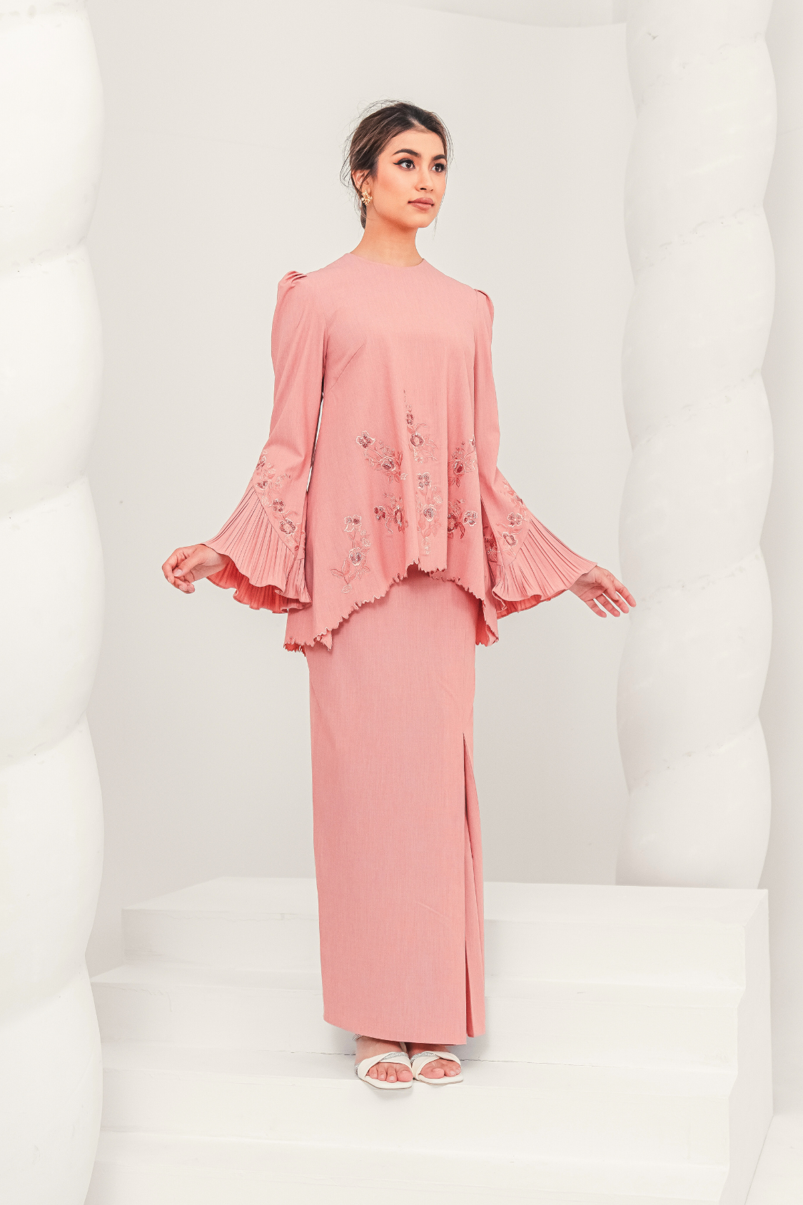 Tenang Modern Kurung Summeraya in Dusty Peach