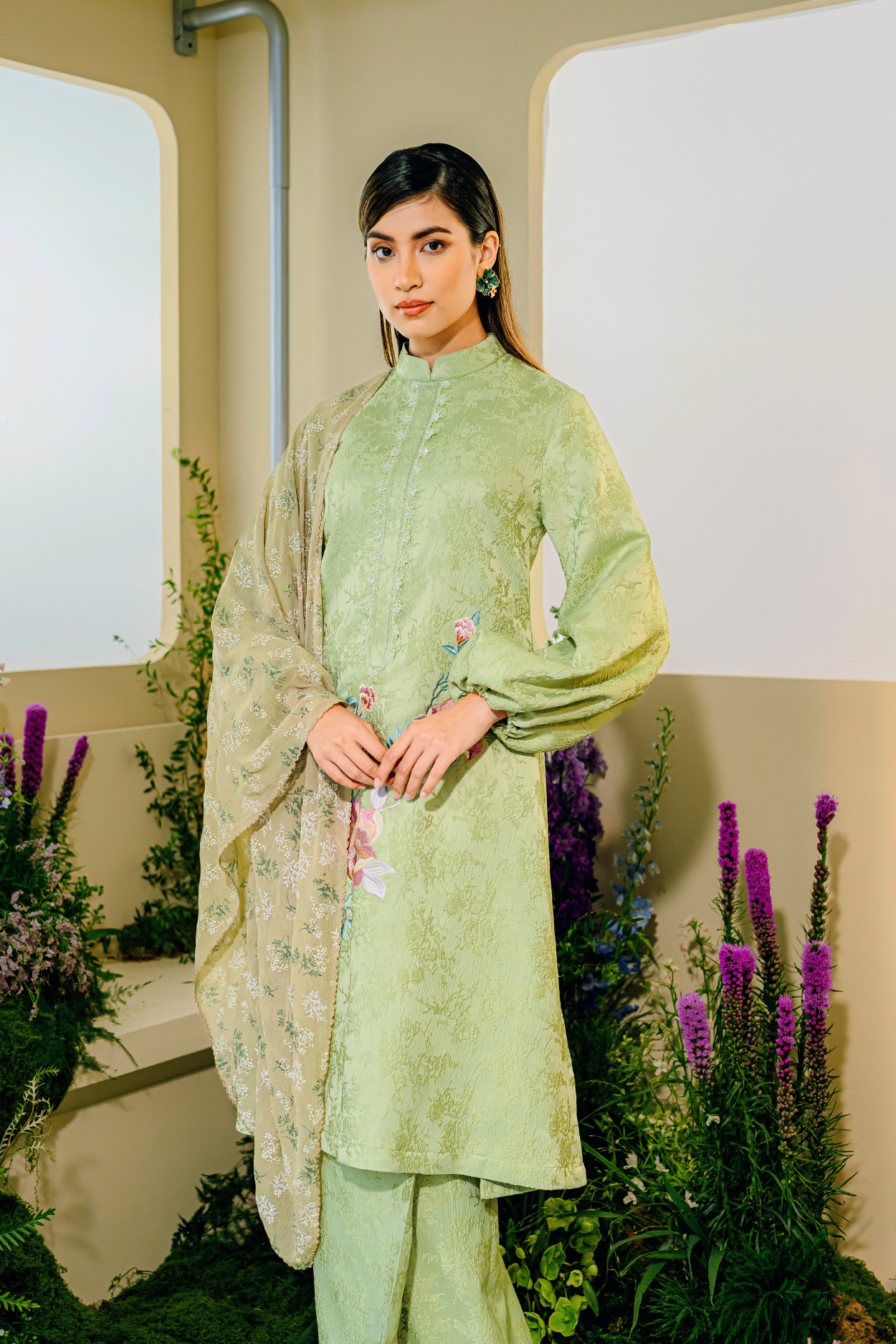 Asmara Long Modern Kurung Summeraya 2025 in Sage Green