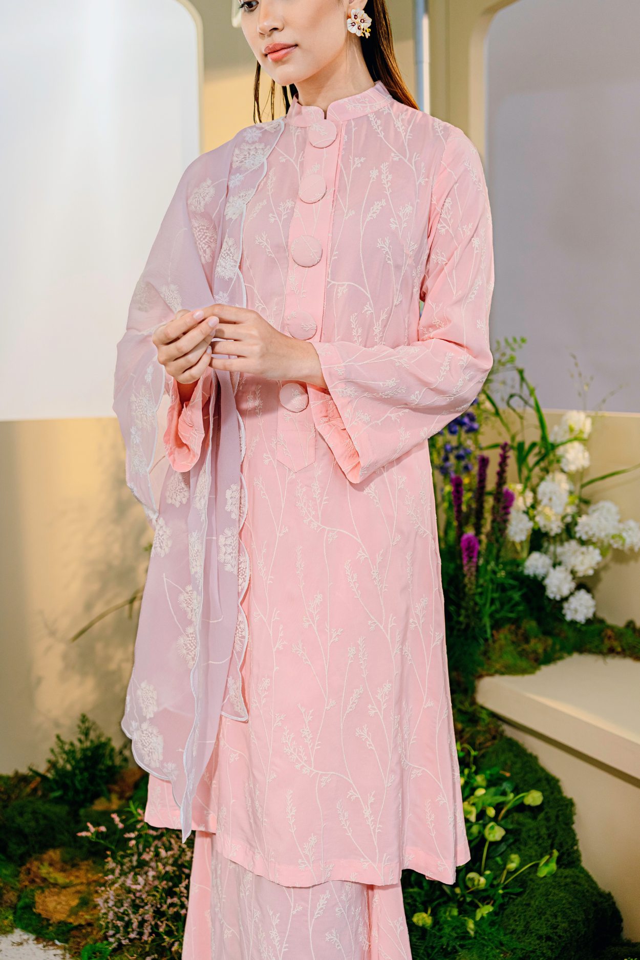 Bayu Long Modern Kurung Summeraya 2025 in Pink