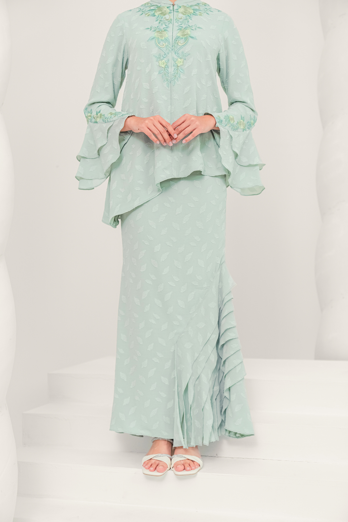 Sentosa Modern Kurung Summeraya in Mint Green