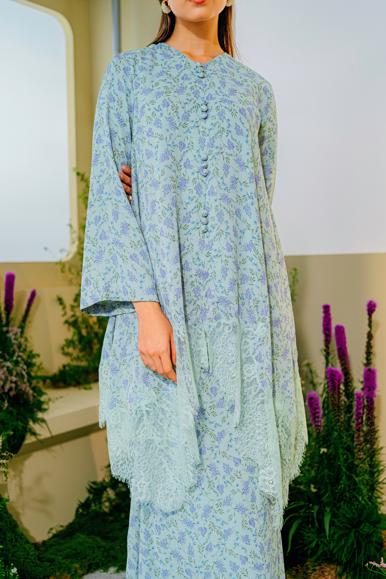 Maya Tunic Modern Kurung Summeraya 2025 in Mint Green