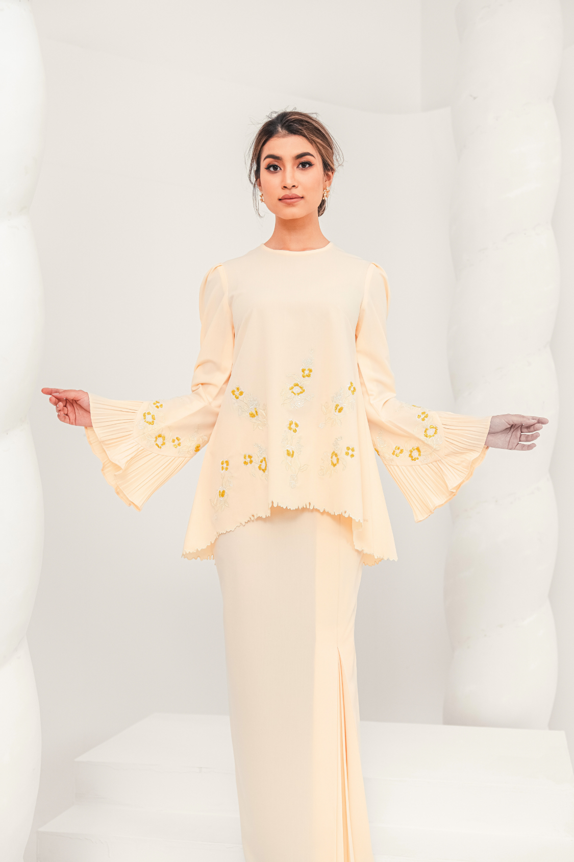 Tenang Modern Kurung Summeraya in Buttermilk Yellow