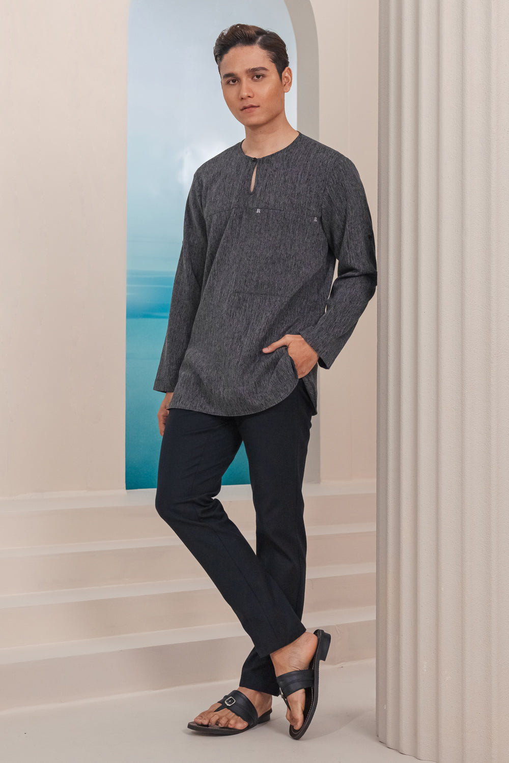 Arjuna Modern Kurta Summeraya in Grey