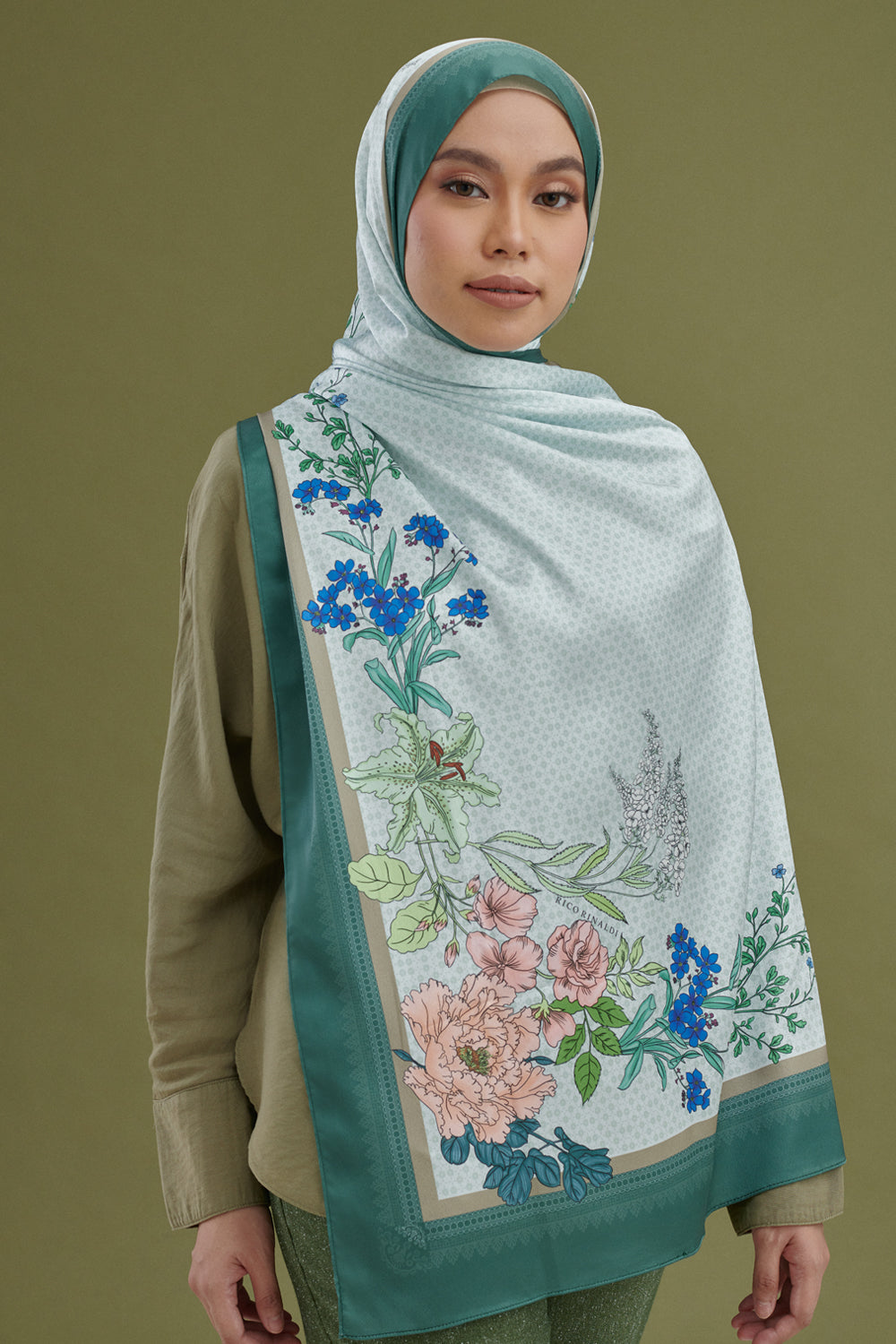 Suraya Printed Shawl in Forest