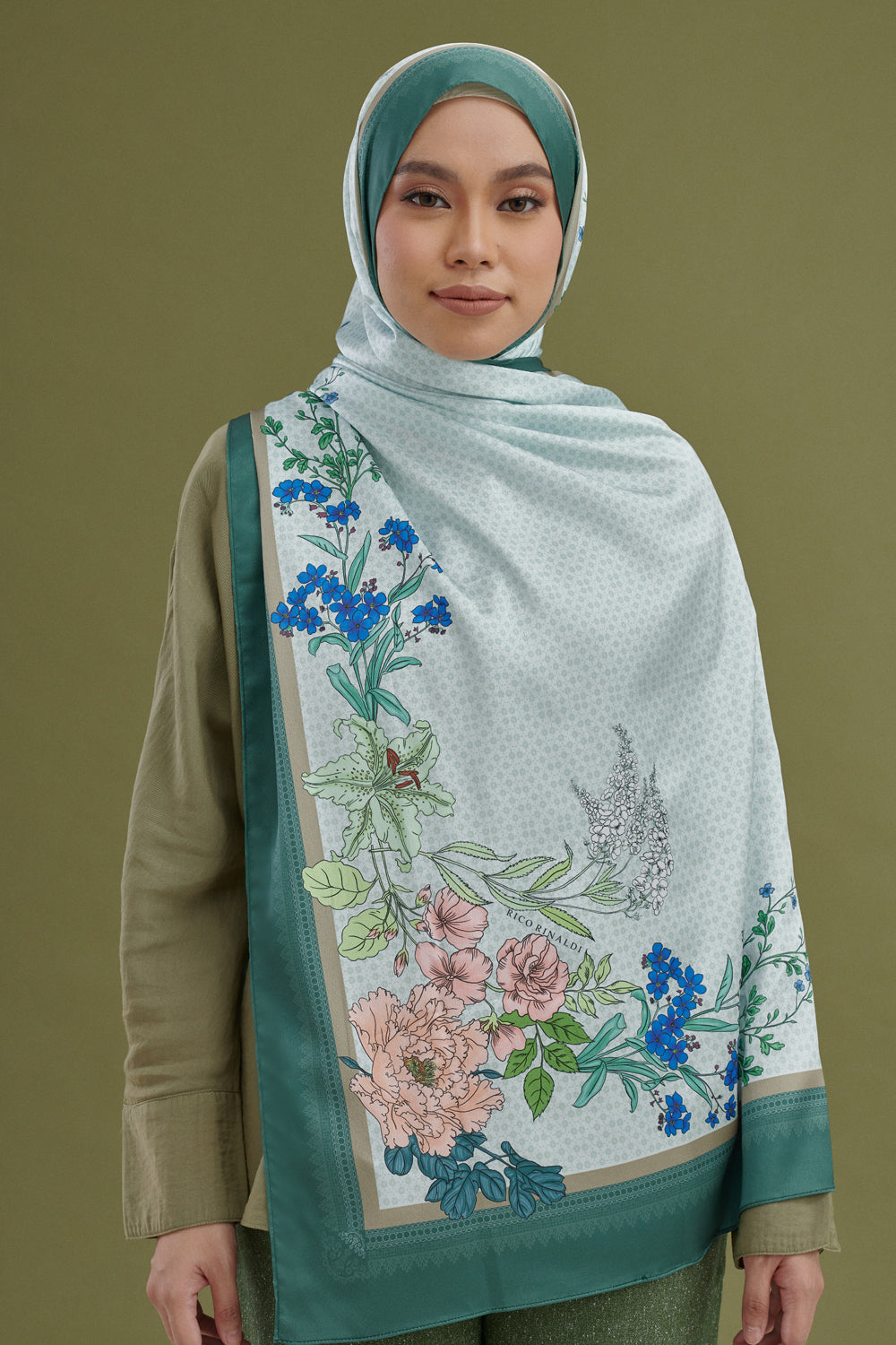 Suraya Printed Shawl in Forest