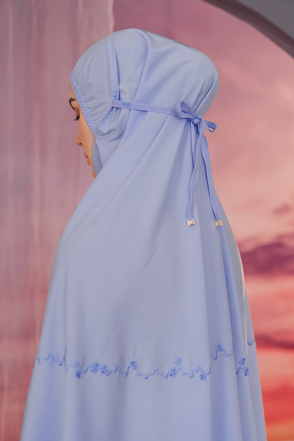 Faith Prayer Veil in Sky Blue (non-heat technology)