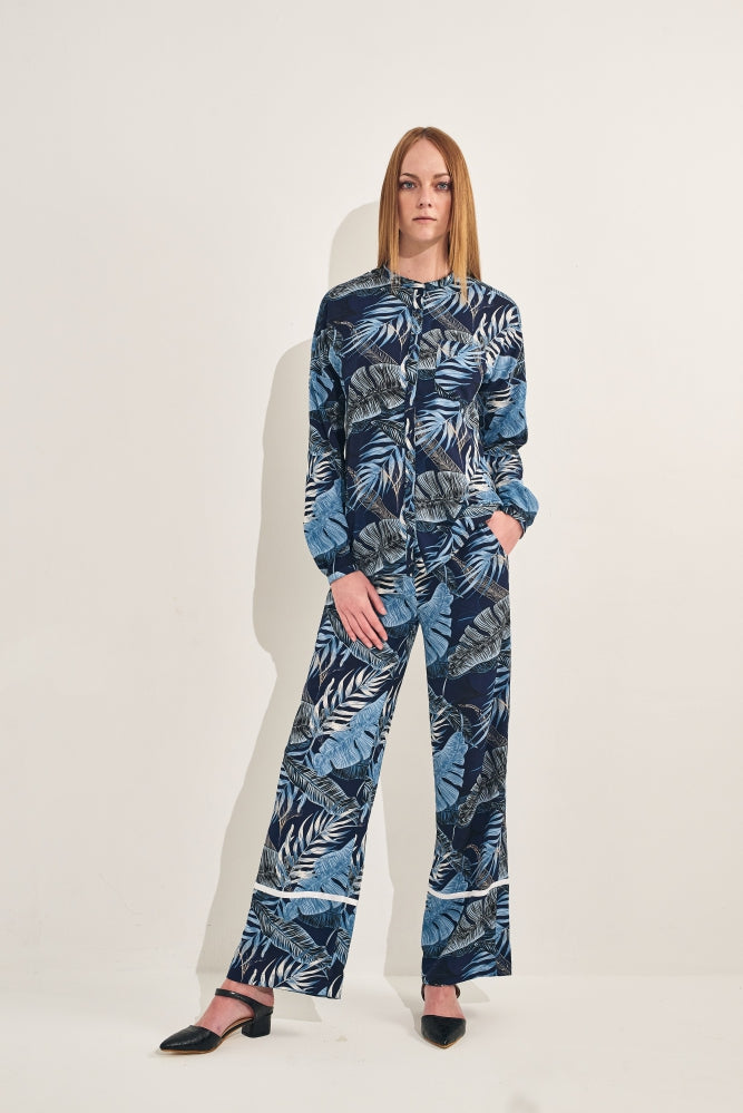 Rico Rinaldi Resort 2020 Palazzo Printed in Navy Blue